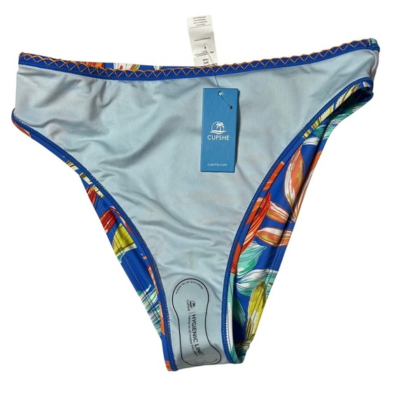 NWT CUPSHE Tropical Print Whip Stitch Bikini Top & High-WaistedBottoms Set, XL/L - Picture 6 of 8